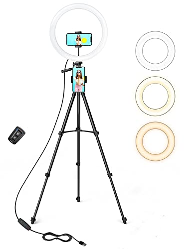 12" Ring Light, Selfie Ring Light with 3 Color Modes, Adjustable Brightness, Extendable Tripod Stand, 2 Phone Holders, Bluetooth Remote Shutter for Photography/Makeup/Vlogs/Live Stream/YouTube…