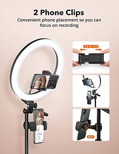 12" Ring Light, Selfie Ring Light with 3 Color Modes, Adjustable Brightness, Extendable Tripod Stand, 2 Phone Holders, Bluetooth Remote Shutter for Photography/Makeup/Vlogs/Live Stream/YouTube…