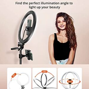 12" Ring Light, Selfie Ring Light with 3 Color Modes, Adjustable Brightness, Extendable Tripod Stand, 2 Phone Holders, Bluetooth Remote Shutter for Photography/Makeup/Vlogs/Live Stream/YouTube…