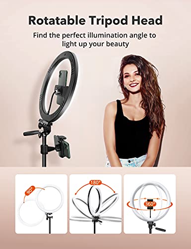 12" Ring Light, Selfie Ring Light with 3 Color Modes, Adjustable Brightness, Extendable Tripod Stand, 2 Phone Holders, Bluetooth Remote Shutter for Photography/Makeup/Vlogs/Live Stream/YouTube…