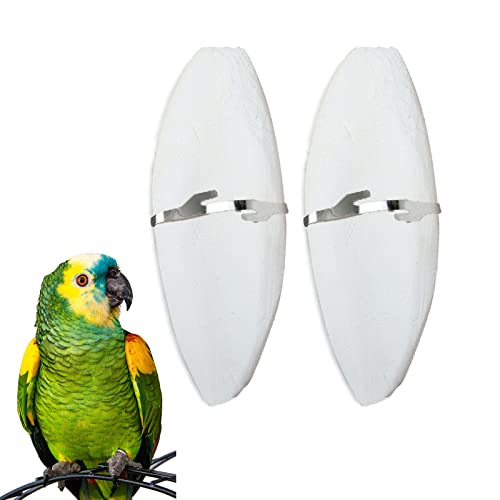 Mivofun 2 Pack Big Cuttlebones for Birds Parakeets Cockatiels African Greys All Parrots Tortoise Snails Animals, 6.3-6.5inch Large Cuttlefish Bones with Holder for Bird Cage