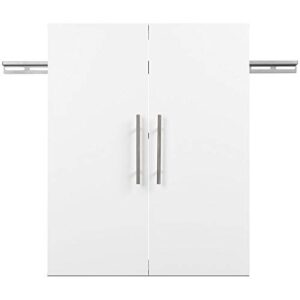 Pemberly Row Contemporary 24" Wall Mounted Garage Cabinet in White