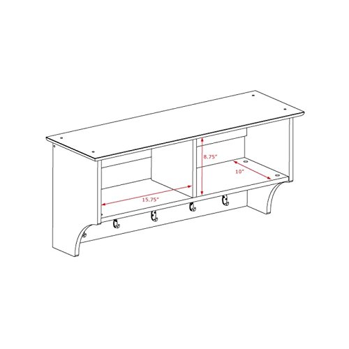 Pemberly Row Traditional 36" Wide Hanging Entryway Shelf in Drifted Gray