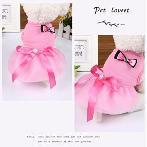 Dog Dresses for Small Medium Dog Cat Pet Dog Princess Tutu Dresses Dog Skirt Bow Crystal Belt Skirt Pet Clothes (Large, Pink)