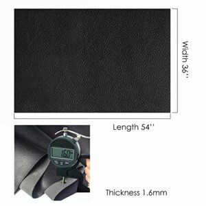 PU Fabric Leather, 1.6mm Thick, Faux Synthetic Leather Material Sheets for Upholstery Craft, DIY Sewing, Sofa, Chair, Handbag, Wallet, Hair Bow, Repairing (1 Yards（54" x 36" ）, Black Lychee Pattern