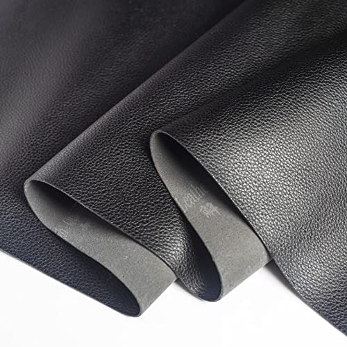 PU Fabric Leather, 1.6mm Thick, Faux Synthetic Leather Material Sheets for Upholstery Craft, DIY Sewing, Sofa, Chair, Handbag, Wallet, Hair Bow, Repairing (1 Yards（54" x 36" ）, Black Lychee Pattern