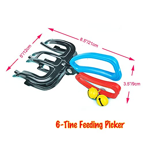 LYFOO Hay Filling Grabber Fishing Grabber Crab Tongs Horse Hay Gripper Cow Hay Fork Pet Feeding Fork Rabbit Feeder Goat Food Feeder with Measurement Tape (6-Tine), Black