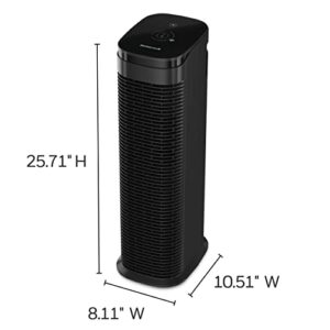 Honeywell AllergenPlus Series Compact HEPA Air Purifier Tower, Allergen Reducer for Large Rooms (200 sq ft), Black - Wildfire/Smoke, Pollen, Pollen, Pet Dander & Dust Air Purifier, HPA175