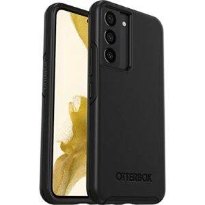 otterbox galaxy s22 symmetry series case - black, ultra-sleek, wireless charging compatible, raised edges protect camera & screen