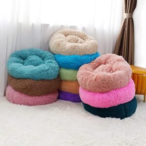 Plush Calming Dog Bed, Donut Dog Bed for Small Medium Large Dogs, Anti Anxiety Round Dog Bed, Soft Fuzzy Calming Bed for Dogs & Cats, Comfy Cat Bed, Marshmallow Cuddler Nest Calming Pet Bed