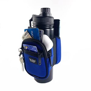 talingo tote – gym water bottle pouch with phone holder, secure zipper pocket, card holder and key holder. ideal water bottle accessories for gym - water bottle phone holder for gym - large blue
