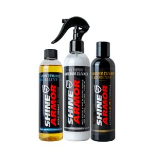 shine armor synthetic engine oil treatment, car interior cleaner & leather cleaner