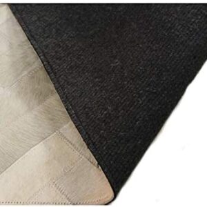 100% Cow Hide Leather Handwoven Flat Weave Patchwork Hand Made Hair Hide Area Rugs Carpet, Beige / Silver, 9.0x12.0 (MC1001-912)