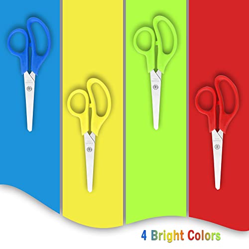 Kids Scissors 5-inch Blunt Scissors Safety Scissors 4 Pack Kid Scissors Right and Left Handed Scissors Assorted Colors Scissors For School Kids Blunt Tip Scissors