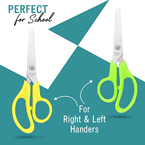 Kids Scissors 5-inch Blunt Scissors Safety Scissors 4 Pack Kid Scissors Right and Left Handed Scissors Assorted Colors Scissors For School Kids Blunt Tip Scissors