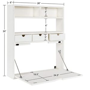 Kate and Laurel Georgie Wall Hanging Desk, 26x6x30, White