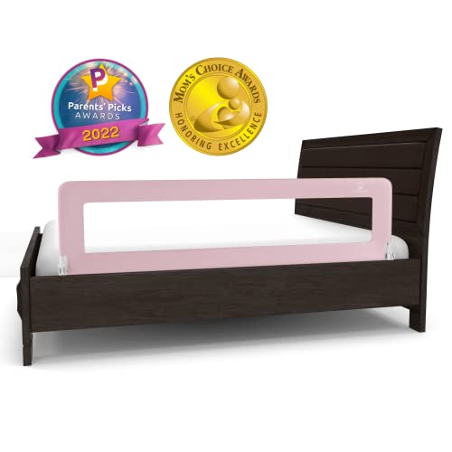 ComfyBumpy 59 inch Extra Long Bed Rail for Toddlers - Baby Bed Rail Guard for Kids, Twin, Full, King and Queen Beds - Adjustable Toddler Bed Rails - Baby Bed Side Bedrails - Pink, XL (59" x 19.5")