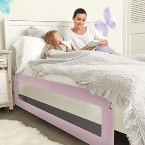 ComfyBumpy 59 inch Extra Long Bed Rail for Toddlers - Baby Bed Rail Guard for Kids, Twin, Full, King and Queen Beds - Adjustable Toddler Bed Rails - Baby Bed Side Bedrails - Pink, XL (59" x 19.5")