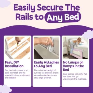 ComfyBumpy 59 inch Extra Long Bed Rail for Toddlers - Baby Bed Rail Guard for Kids, Twin, Full, King and Queen Beds - Adjustable Toddler Bed Rails - Baby Bed Side Bedrails - Pink, XL (59" x 19.5")