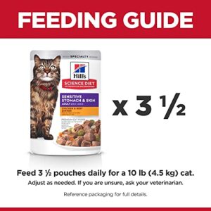 Hill's Science Diet Adult Sensitive Stomach & Skin Wet Cat Food Pouches, Chicken & Beef, 2.8 oz (Pack of 24)