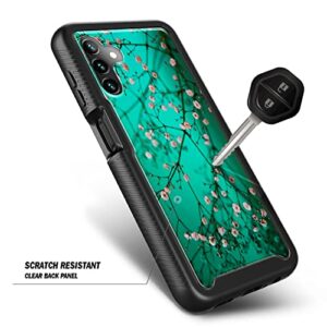 NZND Case for Samsung Galaxy A13 5G with [Built-in Screen Protector], Full-Body Protective Shockproof Rugged Bumper Cover, Impact Resist Durable Phone Case (Plum Blossom)