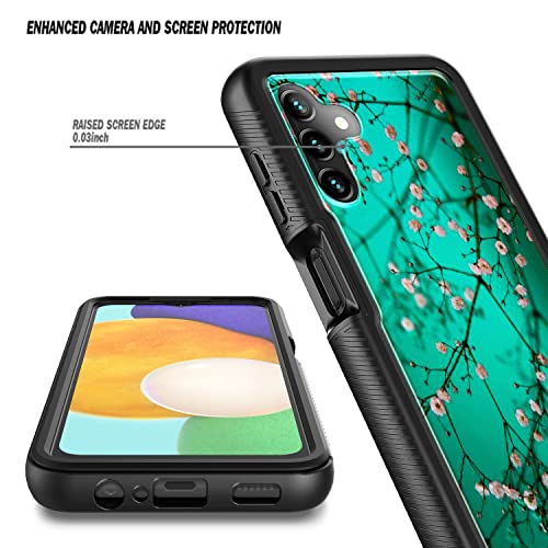 NZND Case for Samsung Galaxy A13 5G with [Built-in Screen Protector], Full-Body Protective Shockproof Rugged Bumper Cover, Impact Resist Durable Phone Case (Plum Blossom)