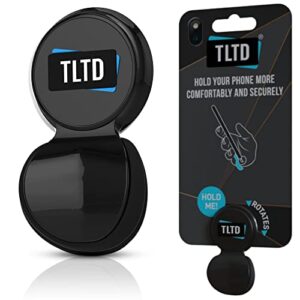 tltd premium phone grip holder with 360°rotation pop out silicone cushion finger grip for iphone samsung smartphones with secure stick to phone & case comfortable than ring & collapsible strap (black)