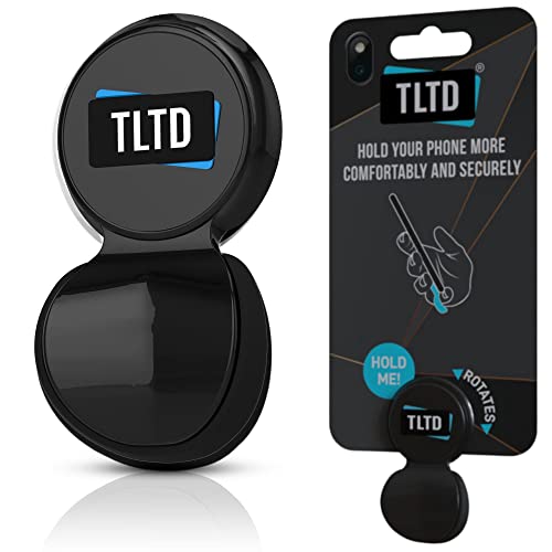 TLTD Premium Phone Grip Holder with 360°Rotation Pop Out Silicone Cushion Finger Grip for iPhone Samsung Smartphones with Secure Stick to phone & case Comfortable than Ring & Collapsible Strap (Black)