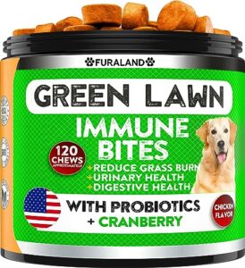 furaland grass burn spot chews for dogs - dog pee lawn spot saver caused by dog urine - grass treatment rocks - dl-methionine + digestive enzymes - dog urine neutralizer for lawn - soft treats