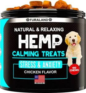hemp calming chews for dogs with anxiety and stress - dog calming treats - storms barking separation - valerian root - melatonin - hemp oil - dog anxiety relief - calming treats for dogs - made in usa