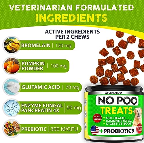 No Poo Chews - Coprophagia Stool Eating Deterrent for Dogs - Made in USA - Stop Eating Poop for Dogs - Prevent Dog from Eating Poop - Probiotics & Enzymes - Forbid for Dogs Chew