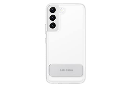 Samsung Electronics Galaxy S22 Clear Standing Cover, Protective Phone Case, Corner TPU Bumpers, PC Back Protection, Adjustable Viewing Angle, US Version, Transparent, (EF-JS901CTEGUS)