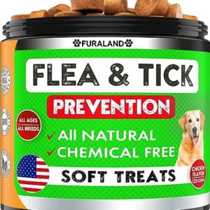 Flea and Tick Prevention for Dogs Chewables - Made in USA - Natural Flea and Tick Supplement for Chews - Oral Flea Pills - No Mess | No Collars - All Breeds and Ages - Tasty Soft Tablets