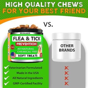 Flea and Tick Prevention for Dogs Chewables - Made in USA - Natural Flea and Tick Supplement for Chews - Oral Flea Pills - No Mess | No Collars - All Breeds and Ages - Tasty Soft Tablets