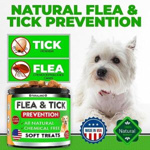 Flea and Tick Prevention for Dogs Chewables - Made in USA - Natural Flea and Tick Supplement for Chews - Oral Flea Pills - No Mess | No Collars - All Breeds and Ages - Tasty Soft Tablets