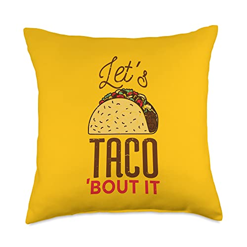 Mexican Food Shirt - Lets Taco Bout It Tees Mexican Food Tee, Lets Taco Bout It Lovers Burrito Throw Pillow, 18x18, Multicolor