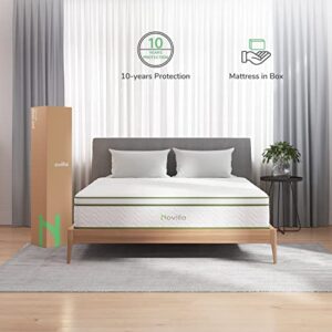 Novilla Full Mattress, 12 Inch Gel Memory Foam Hybrid Mattress with Pocketed Coil for Pressure Relief & Motion Isolation, Medium Firm Full Bed Mattress in a Box, Amenity