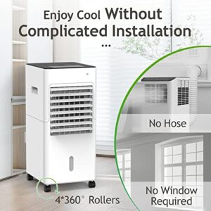 AGILLY 3-IN-1 Evaporative Air Cooler, Windowless Portable Air Conditioner w/1.3-Gal Water Tank, 3 Wind Speeds Remote Swamp Cooler, 12H Timer&60° Oscillation, Screen-Off Air Cooler Fan for Home Office