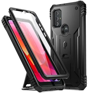 poetic revolution case for motorola moto g power 2022, [20ft mil-grade drop tested], full-body rugged dual-layer shockproof protective cover with kickstand and built-in-screen protector, black
