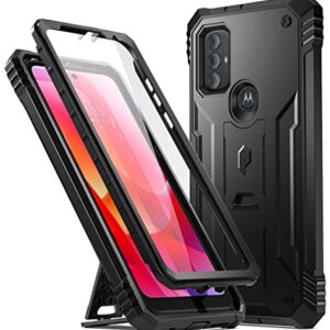 Poetic Revolution Case for Motorola Moto G Power 2022, [20FT Mil-Grade Drop Tested], Full-Body Rugged Dual-Layer Shockproof Protective Cover with Kickstand and Built-in-Screen Protector, Black
