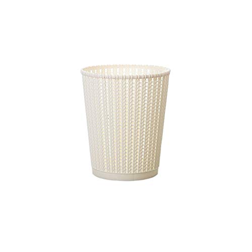 Indoor Trash Cans Creative Imitation Rattan Weave Texture Trash Can, Home Living Room Bedroom Kitchen Toilet Plastic Trash Can, Fashion Desktop Mini Wastebasket, No Cover Garbage Cans for Kitchen Offi