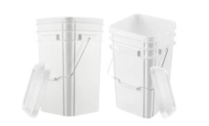 house naturals 5 gallon square food grade bucket pail with lid (pack of 2) made in usa containers