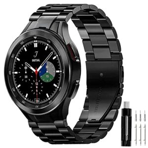 samsung galaxy watch 6 band classic 43mm 47mm 40mm 44mm, samsung galaxy watch 5 band pro 45mm 40mm 44mm, samsung galaxy watch 4 band classic 40mm 44mm 42mm 46mm, no gap band men solid stainless steel (43/47/45/40/44/42/46mm, black)