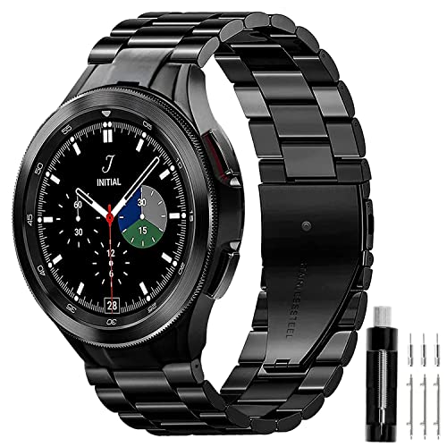 Samsung Galaxy Watch 6 Band Classic 43mm 47mm 40mm 44mm, Samsung Galaxy Watch 5 Band Pro 45mm 40mm 44mm, Samsung Galaxy Watch 4 Band Classic 40mm 44mm 42mm 46mm, No Gap Band Men Solid Stainless Steel (43/47/45/40/44/42/46mm, Black)