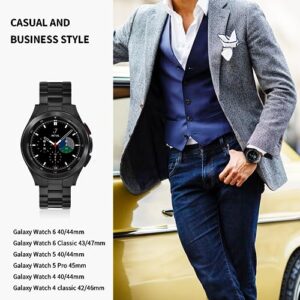 Samsung Galaxy Watch 6 Band Classic 43mm 47mm 40mm 44mm, Samsung Galaxy Watch 5 Band Pro 45mm 40mm 44mm, Samsung Galaxy Watch 4 Band Classic 40mm 44mm 42mm 46mm, No Gap Band Men Solid Stainless Steel (43/47/45/40/44/42/46mm, Black)