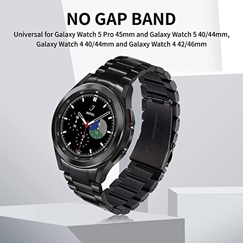 Samsung Galaxy Watch 6 Band Classic 43mm 47mm 40mm 44mm, Samsung Galaxy Watch 5 Band Pro 45mm 40mm 44mm, Samsung Galaxy Watch 4 Band Classic 40mm 44mm 42mm 46mm, No Gap Band Men Solid Stainless Steel (43/47/45/40/44/42/46mm, Black)