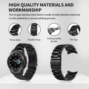 Samsung Galaxy Watch 6 Band Classic 43mm 47mm 40mm 44mm, Samsung Galaxy Watch 5 Band Pro 45mm 40mm 44mm, Samsung Galaxy Watch 4 Band Classic 40mm 44mm 42mm 46mm, No Gap Band Men Solid Stainless Steel (43/47/45/40/44/42/46mm, Black)