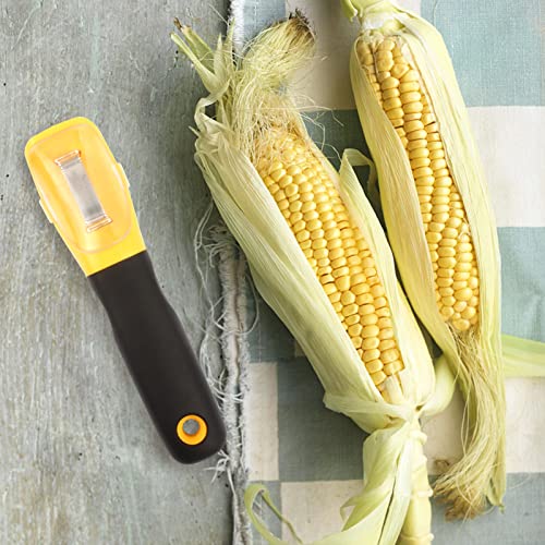 DEFUTAY Corn Cob Stripper Tool, Grips Corn Peeler,Corn Cob Cutter ,Kitchen Sheller with Handle (Yellow + Black)