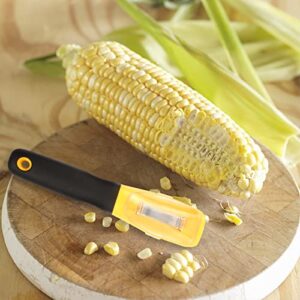 DEFUTAY Corn Cob Stripper Tool, Grips Corn Peeler,Corn Cob Cutter ,Kitchen Sheller with Handle (Yellow + Black)