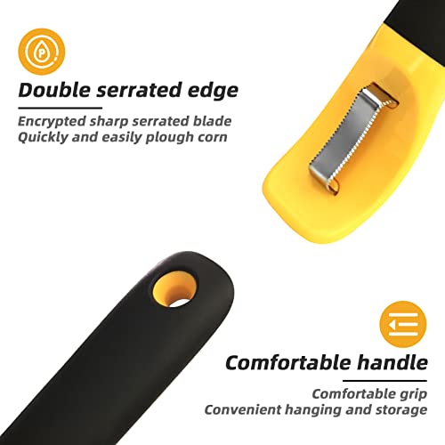 DEFUTAY Corn Cob Stripper Tool, Grips Corn Peeler,Corn Cob Cutter ,Kitchen Sheller with Handle (Yellow + Black)